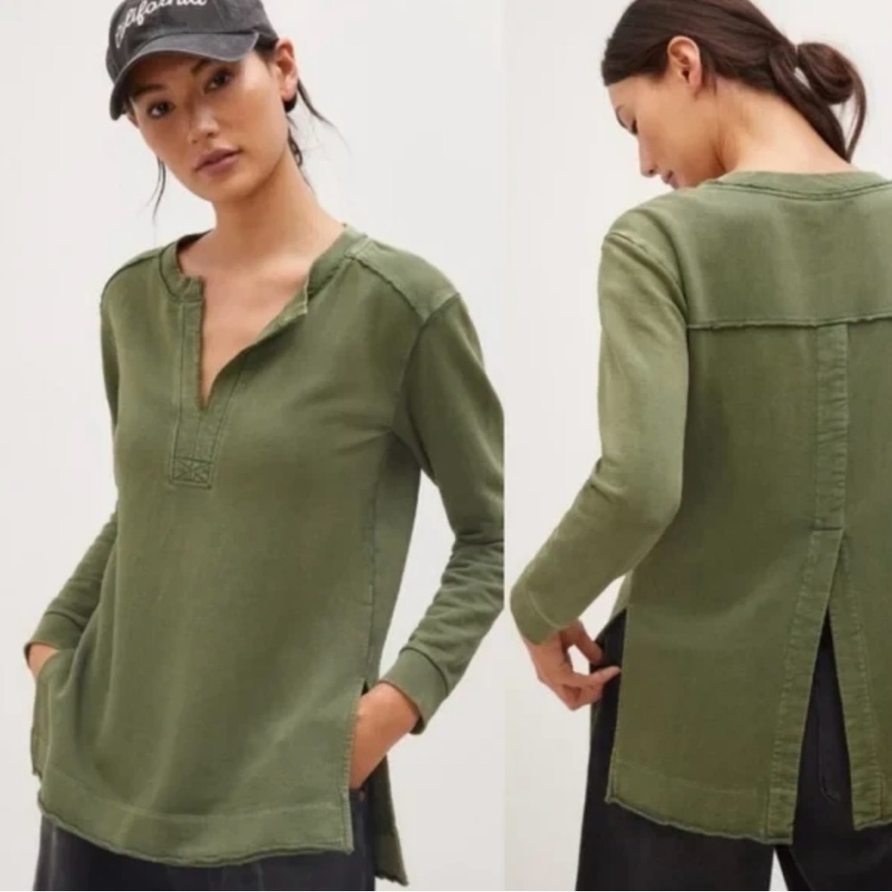 ANTHROPOLOGIE Pilcro 100% Cotton Boho Casual Comfy Relaxed Fit Sweatshirt Sz M